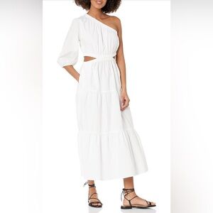 D130 NWT The Drop Womens April One Shoulder Cut-Out Tiered Midi Dress - Size: S